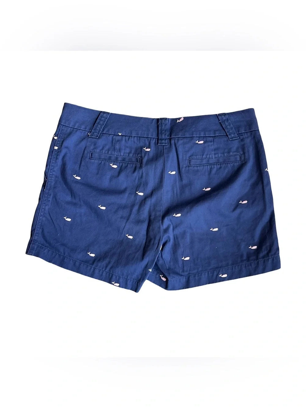 J. Crew Women’s Sz 10 Blue Whale Embroidered Shorts Chino Stretch Cotton Twill